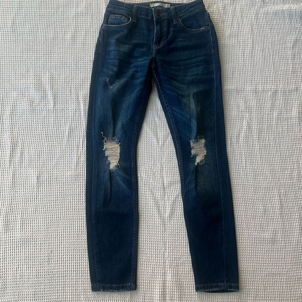 Topshop Motto Lucas Skinny Distressed Ripped Women's Jeans size 25